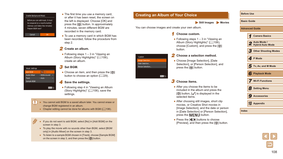 Creating an album of your choice | Canon PowerShot SX540 HS User Manual | Page 108 / 186