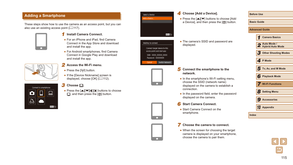 Adding a smartphone | Canon PowerShot SX540 HS User Manual | Page 115 / 186