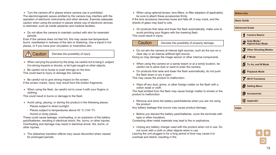 Caution | Canon PowerShot SX540 HS User Manual | Page 15 / 186