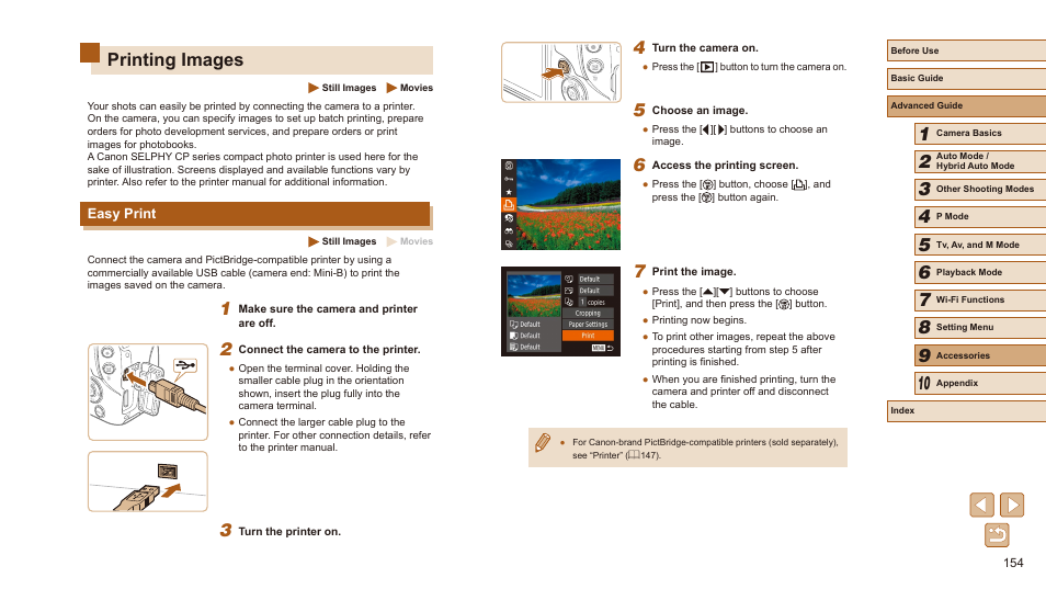 Printing images, Easy print, 154), setting up individual image printing | Canon PowerShot SX540 HS User Manual | Page 154 / 186
