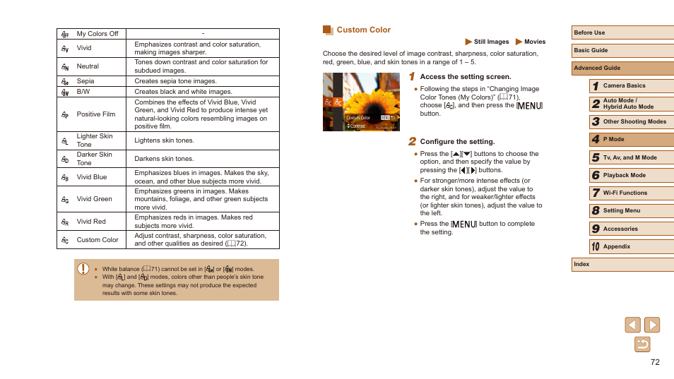 Custom color | Canon PowerShot SX540 HS User Manual | Page 72 / 186