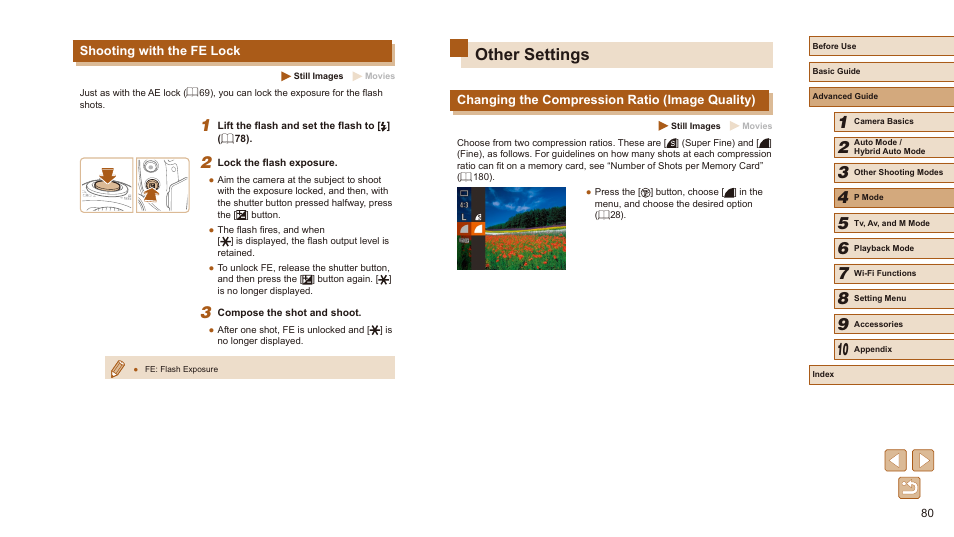 Shooting with the fe lock, Other settings, Changing the compression ratio (image quality) | 80), and then shoot | Canon PowerShot SX540 HS User Manual | Page 80 / 186