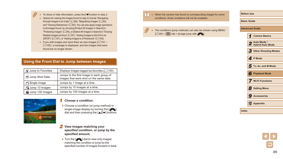 Using the front dial to jump between images | Canon PowerShot SX540 HS User Manual | Page 89 / 186