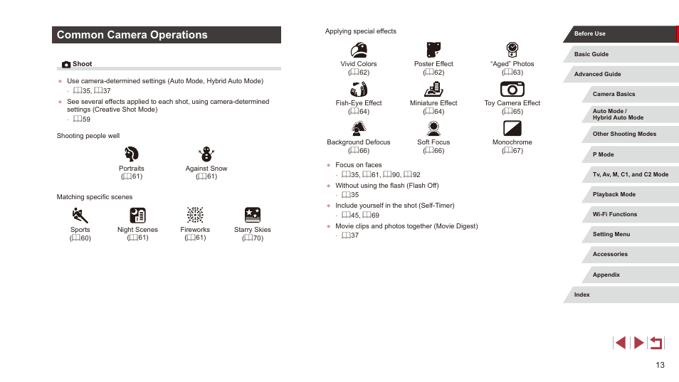 Common camera operations | Canon PowerShot G3 X User Manual | Page 13 / 219