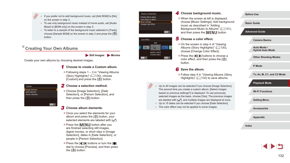 Creating your own albums | Canon PowerShot G3 X User Manual | Page 132 / 219