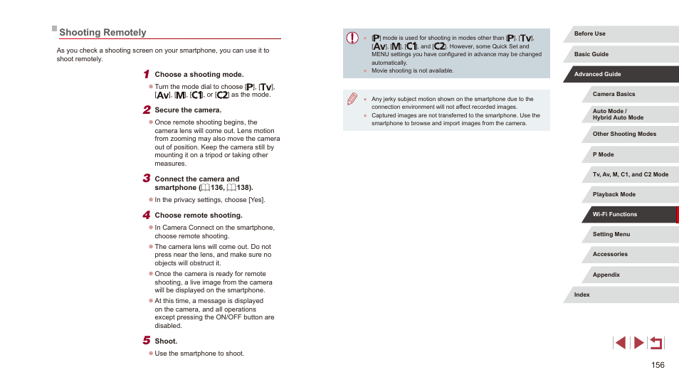Shooting remotely, You can shoot remotely (= 156) or | Canon PowerShot G3 X User Manual | Page 156 / 219