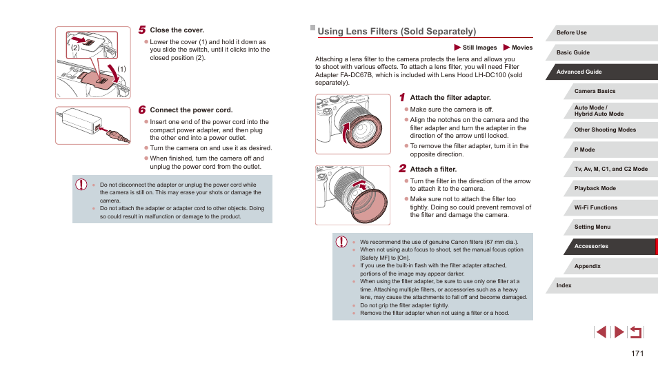 Using lens filters (sold separately) | Canon PowerShot G3 X User Manual | Page 171 / 219