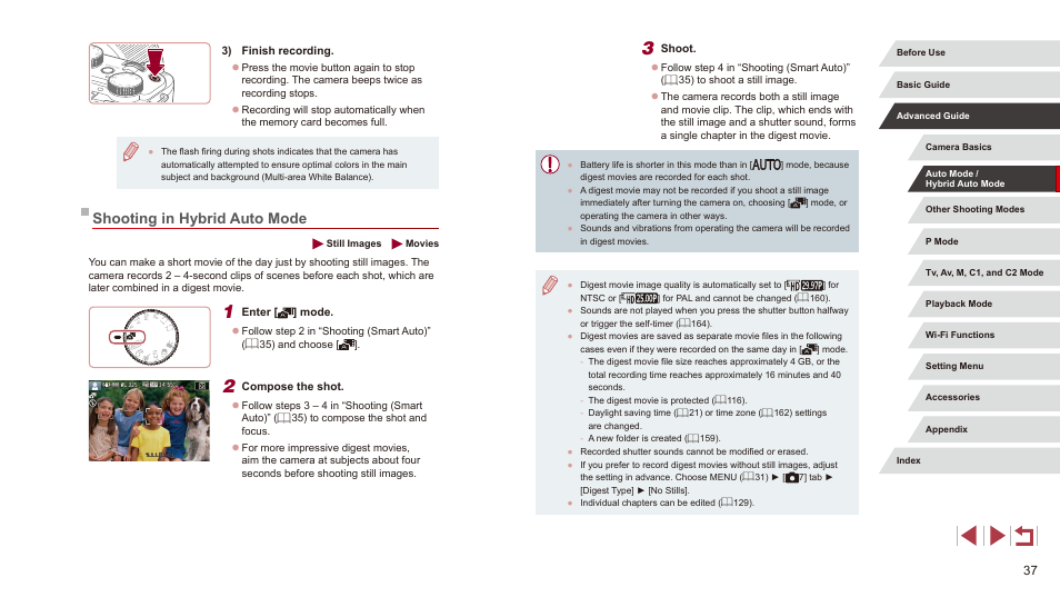 Shooting in hybrid auto mode | Canon PowerShot G3 X User Manual | Page 37 / 219