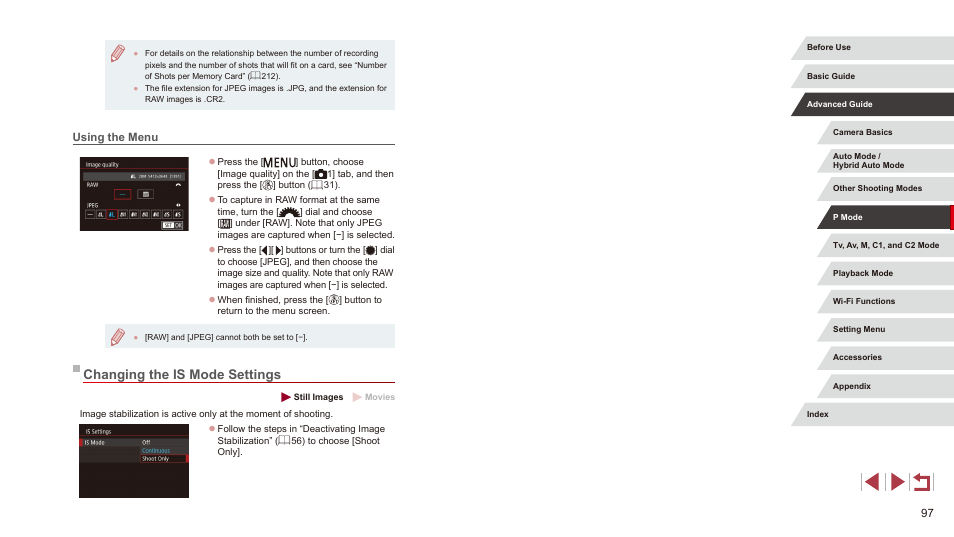 Using the menu, Changing the is mode settings, 97), and then shoot | Canon PowerShot G3 X User Manual | Page 97 / 219