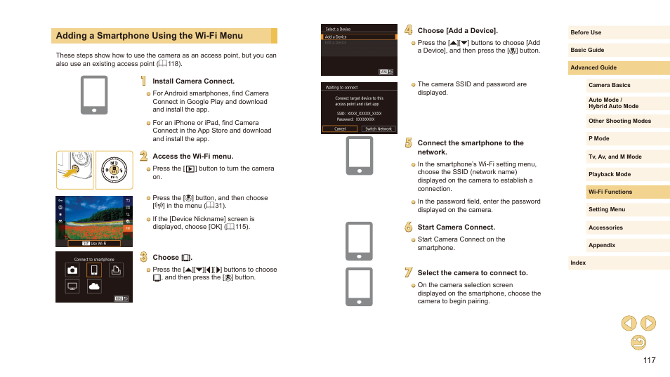Adding a smartphone using the wi-fi menu | Canon EOS M10 User Manual | Page 117 / 196