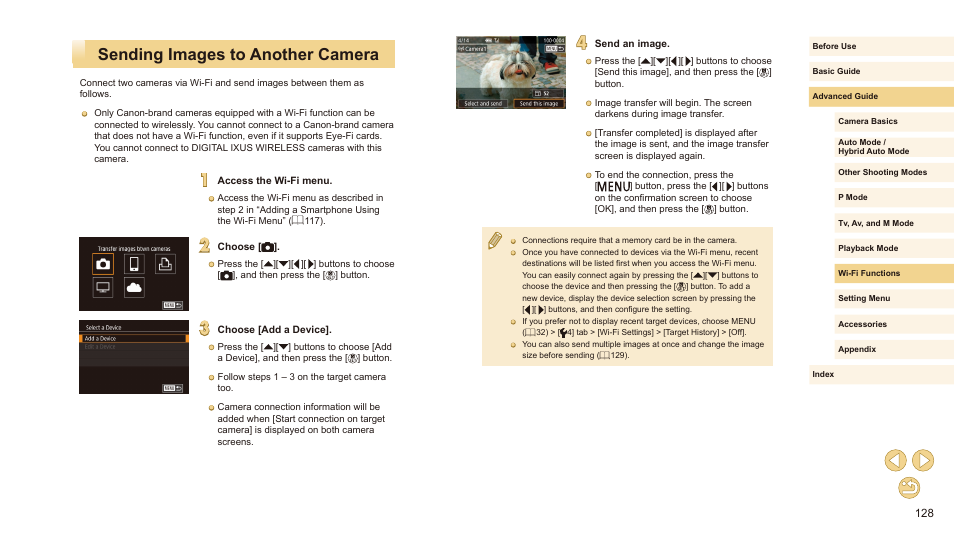 Sending images to another camera | Canon EOS M10 User Manual | Page 128 / 196
