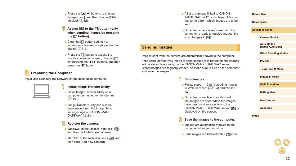 Preparing the computer, Sending images | Canon EOS M10 User Manual | Page 132 / 196