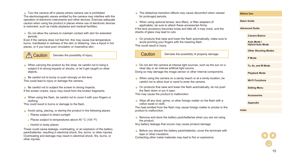 Caution | Canon EOS M10 User Manual | Page 15 / 196