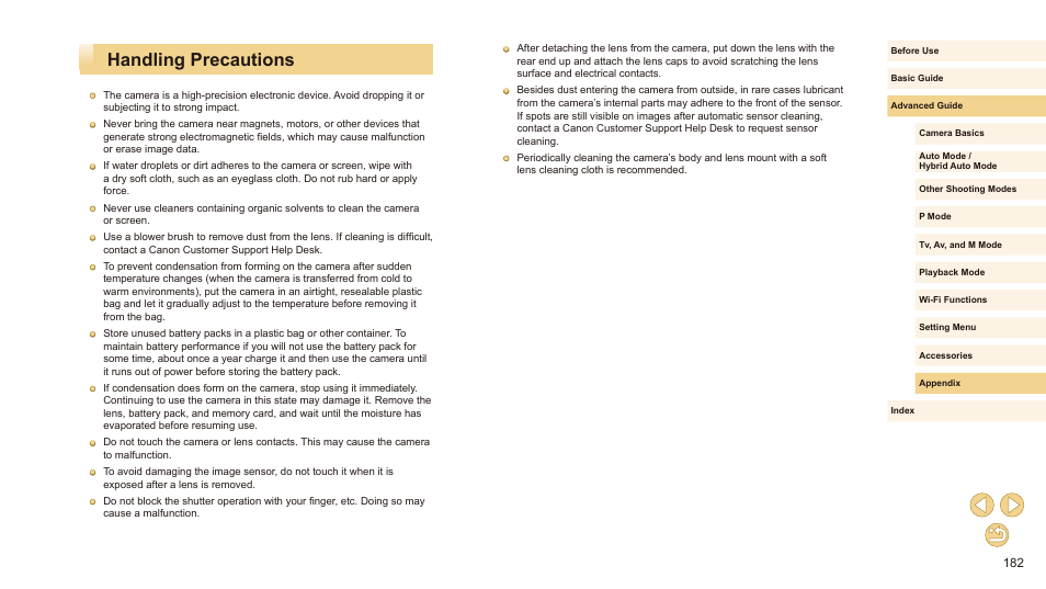 Handling precautions | Canon EOS M10 User Manual | Page 182 / 196