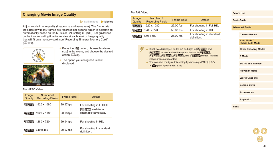 Changing movie image quality | Canon EOS M10 User Manual | Page 46 / 196