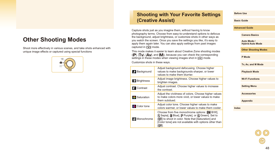 Other shooting modes | Canon EOS M10 User Manual | Page 48 / 196