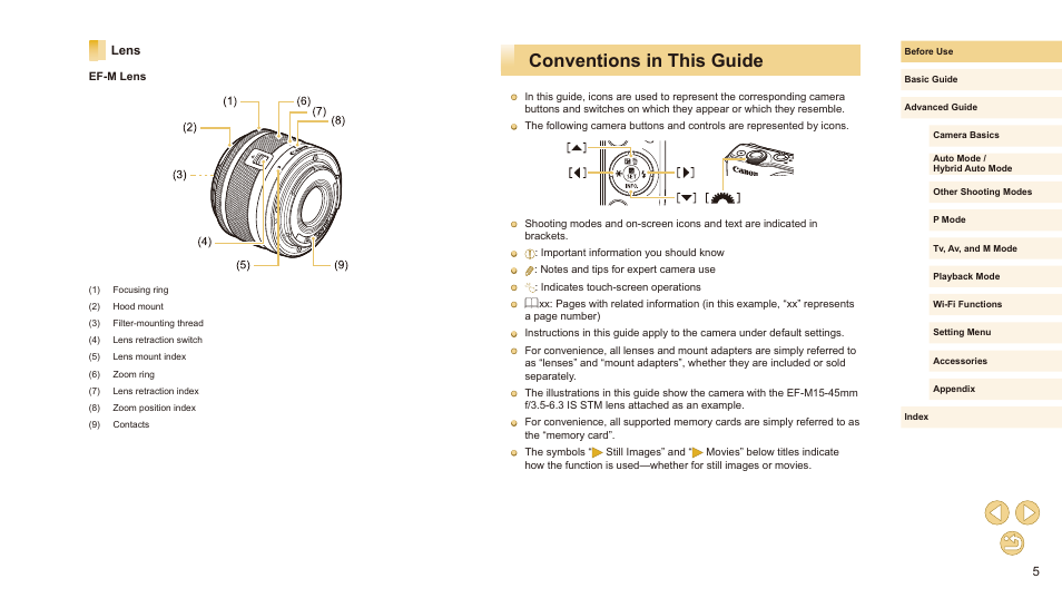 Conventions in this guide | Canon EOS M10 User Manual | Page 5 / 196