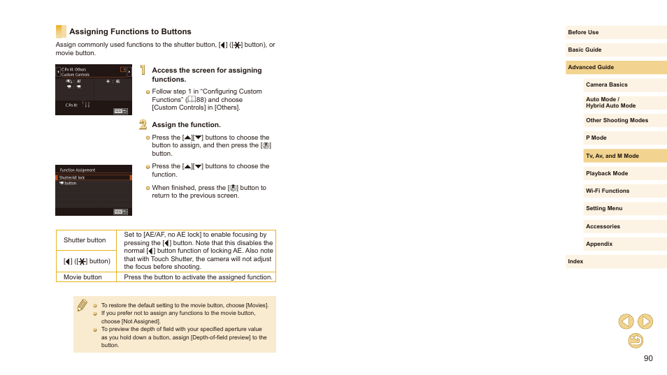 Assigning functions to buttons | Canon EOS M10 User Manual | Page 90 / 196