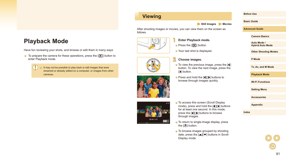 Playback mode, Viewing | Canon EOS M10 User Manual | Page 91 / 196