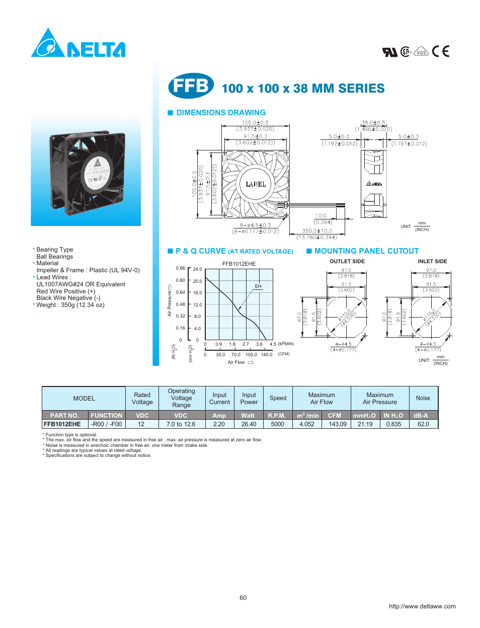 Delta Electronics FFB1012EHE User Manual | 1 page