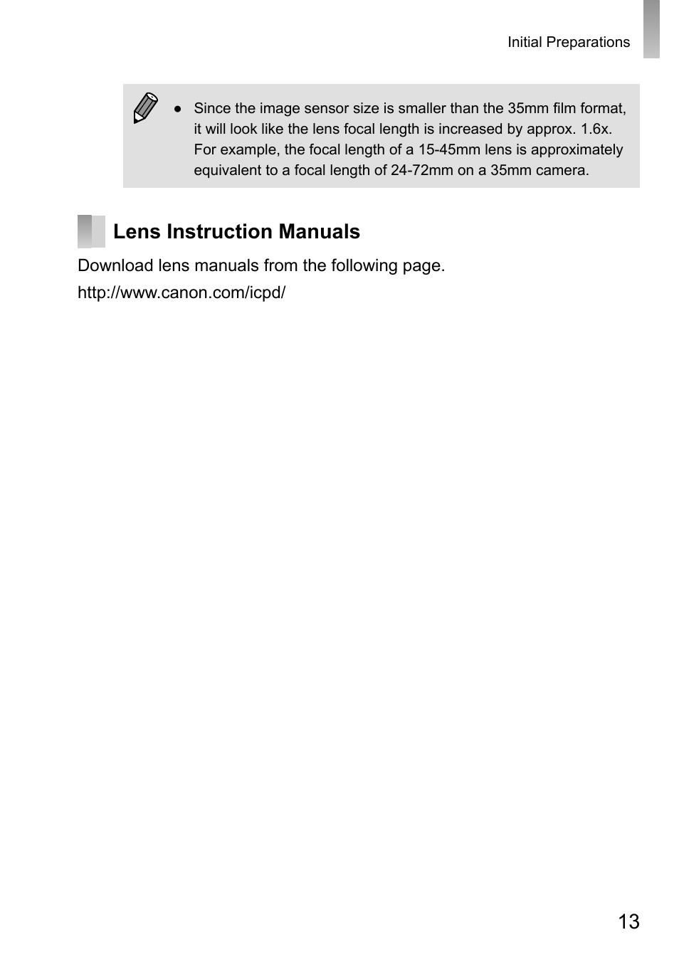 Lens instruction manuals | Canon EOS M10 User Manual | Page 13 / 21