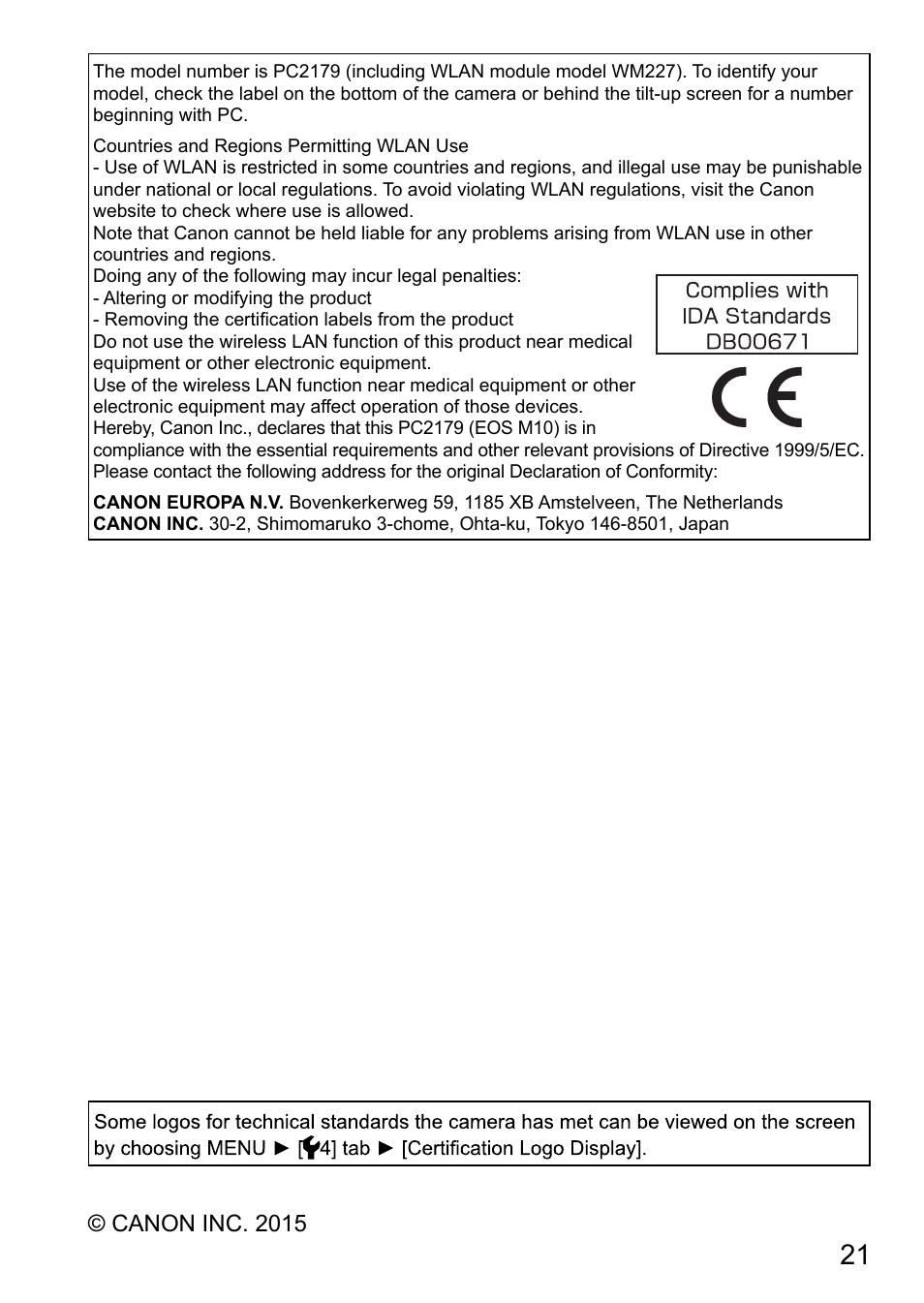 Canon EOS M10 User Manual | Page 21 / 21