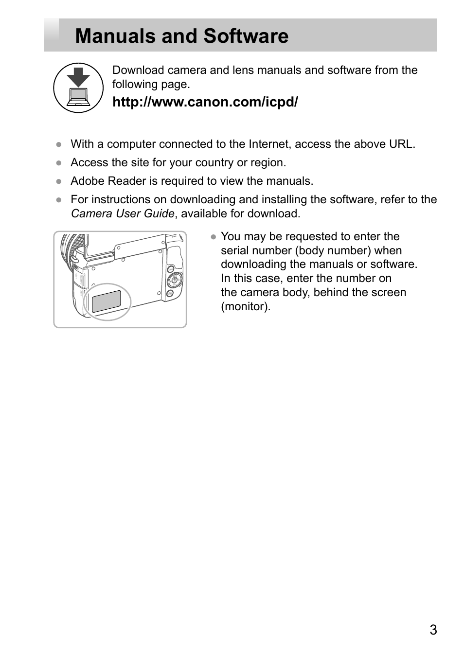 Manuals and software | Canon EOS M10 User Manual | Page 3 / 21