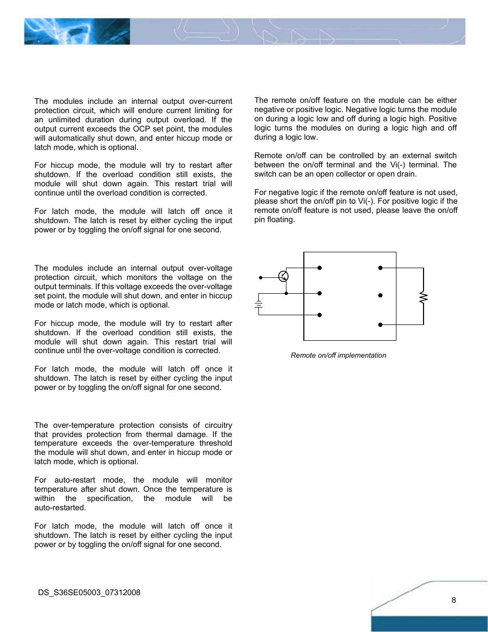 Features descriptions | Delta Electronics Delphi S36SE User Manual | Page 8 / 14