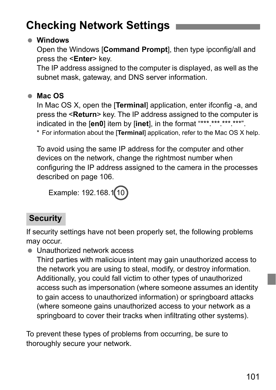 Checking network settings | Canon EOS 1D X Mark II User Manual | Page 101 / 116