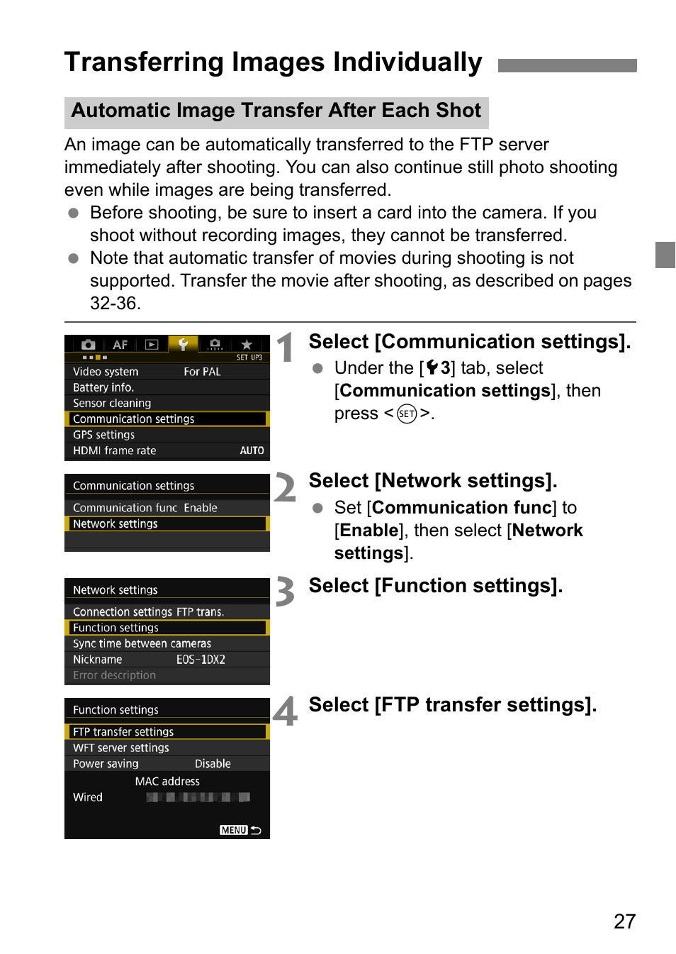 Transferring images individually | Canon EOS 1D X Mark II User Manual | Page 27 / 116