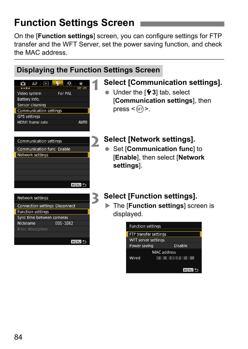 Function settings screen | Canon EOS 1D X Mark II User Manual | Page 84 / 116