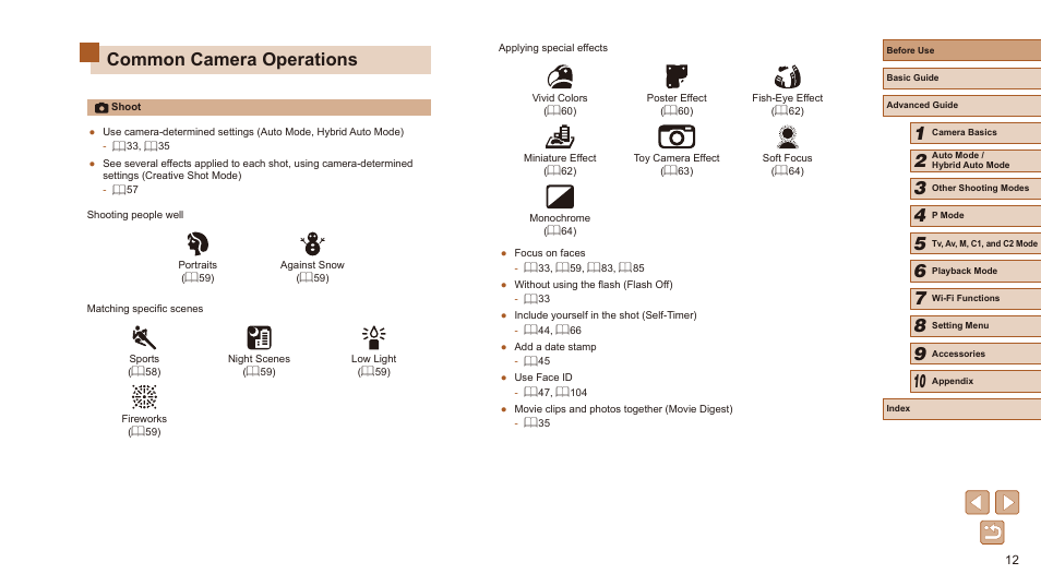 Common camera operations | Canon PowerShot SX60 HS User Manual | Page 12 / 203