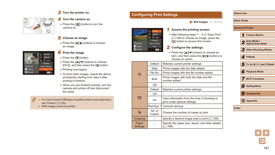 Configuring print settings | Canon PowerShot SX60 HS User Manual | Page 167 / 203