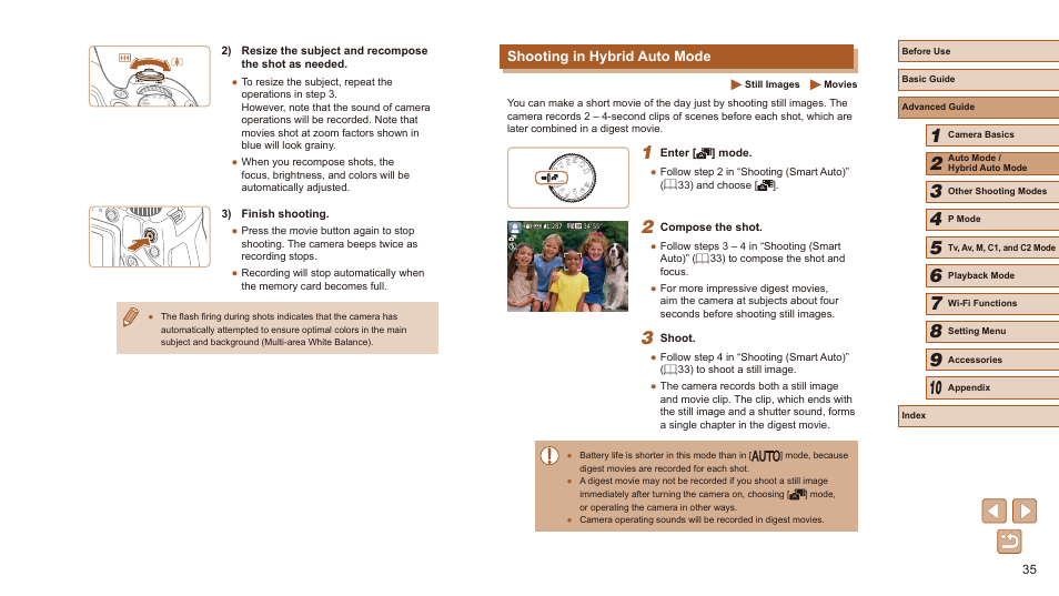 Shooting in hybrid auto mode | Canon PowerShot SX60 HS User Manual | Page 35 / 203