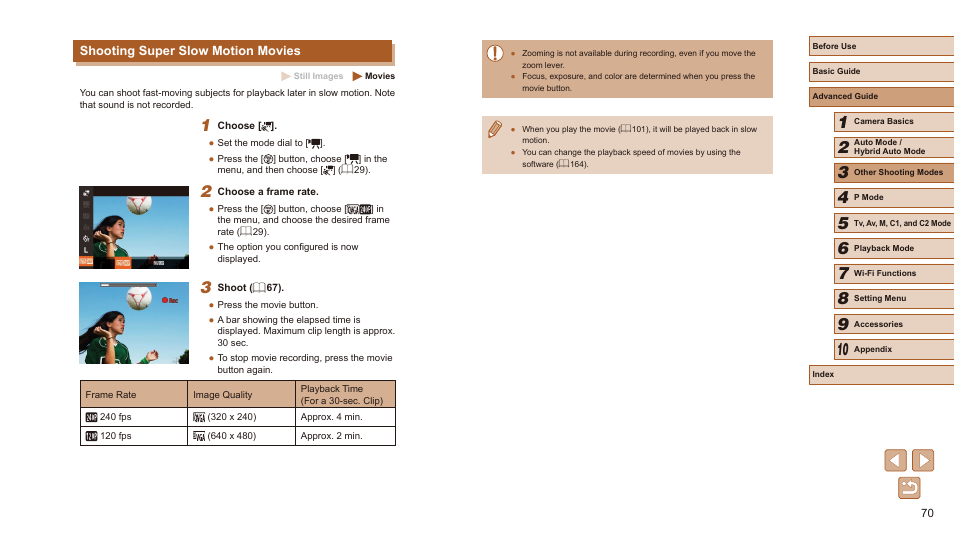 Shooting super slow motion movies | Canon PowerShot SX60 HS User Manual | Page 70 / 203