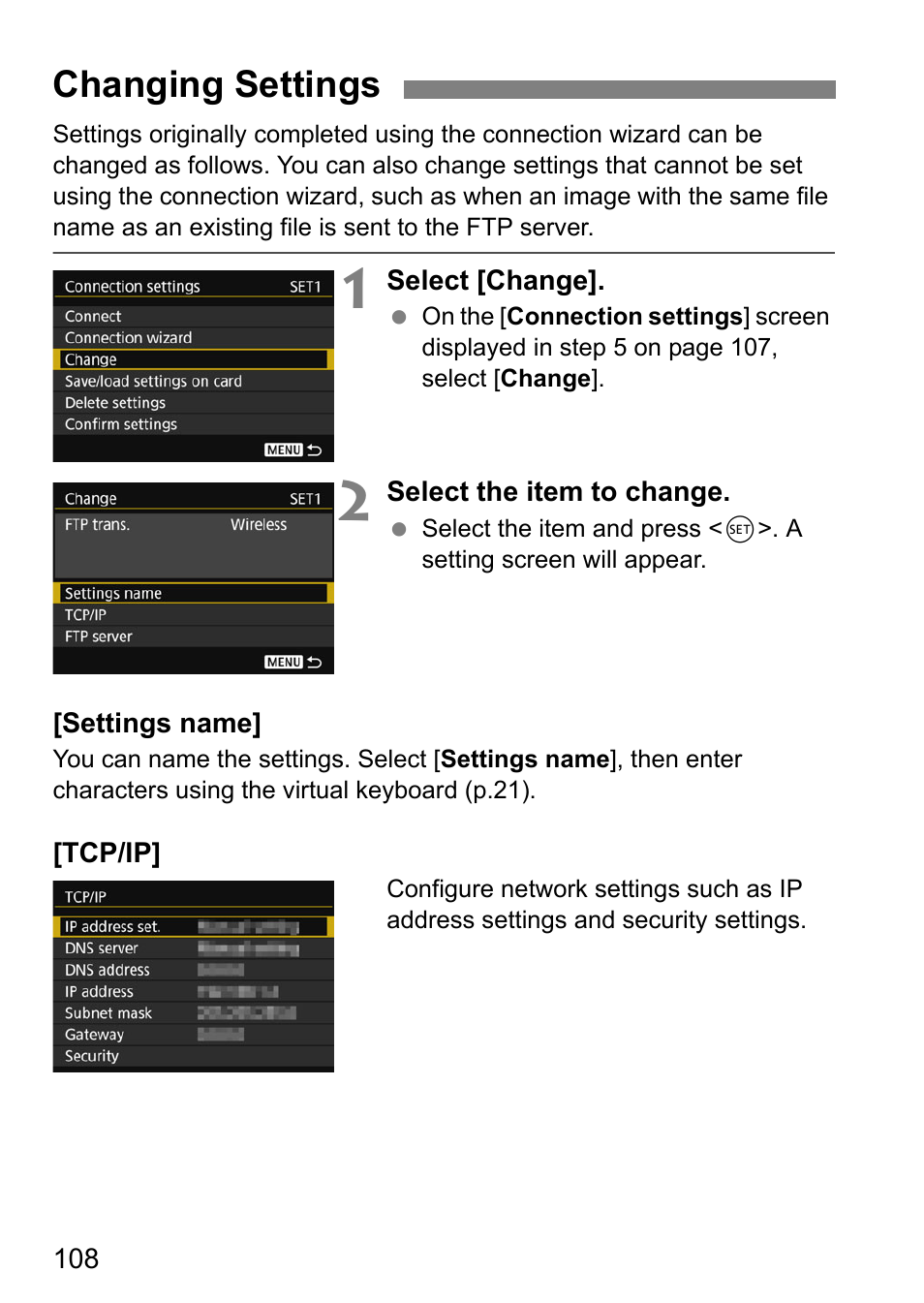 Changing settings, P.108) | Canon EOS 1D X Mark II User Manual | Page 108 / 152