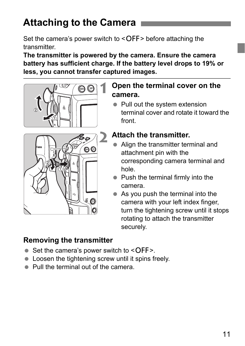 Attaching to the camera | Canon EOS 1D X Mark II User Manual | Page 11 / 152