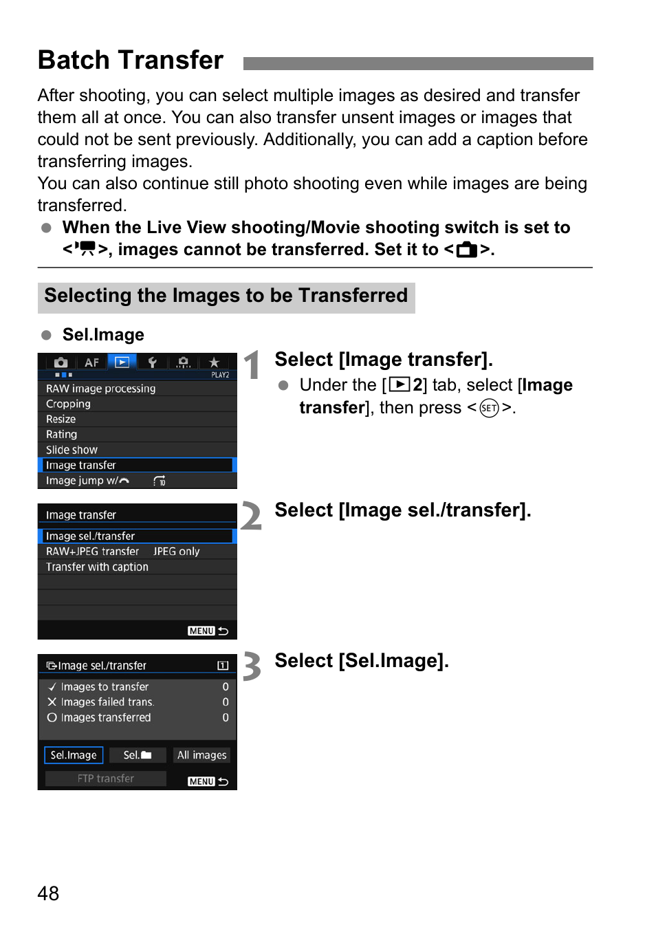 Batch transfer | Canon EOS 1D X Mark II User Manual | Page 48 / 152