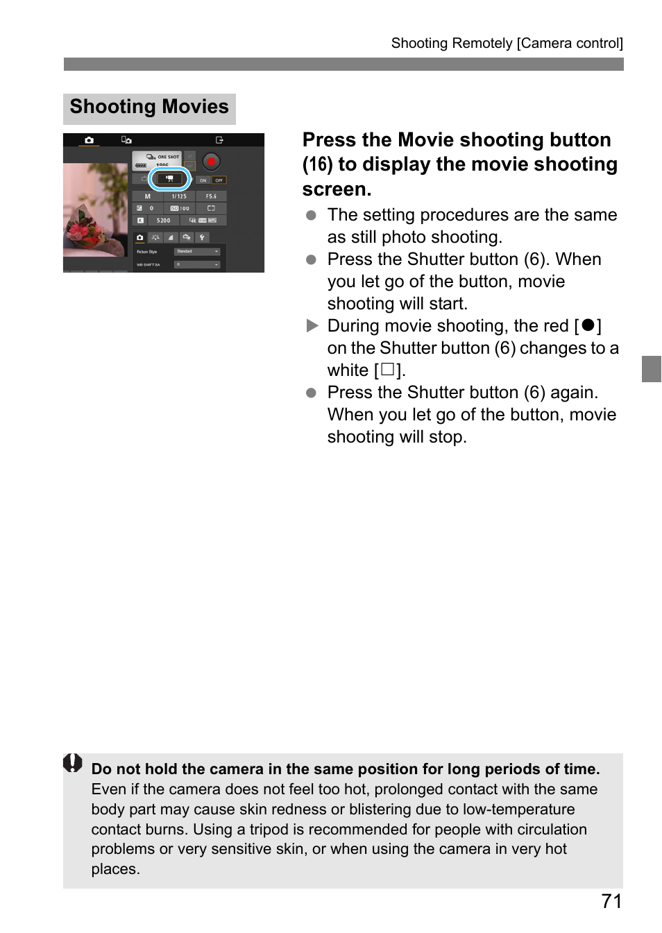 Shooting movies | Canon EOS 1D X Mark II User Manual | Page 71 / 152