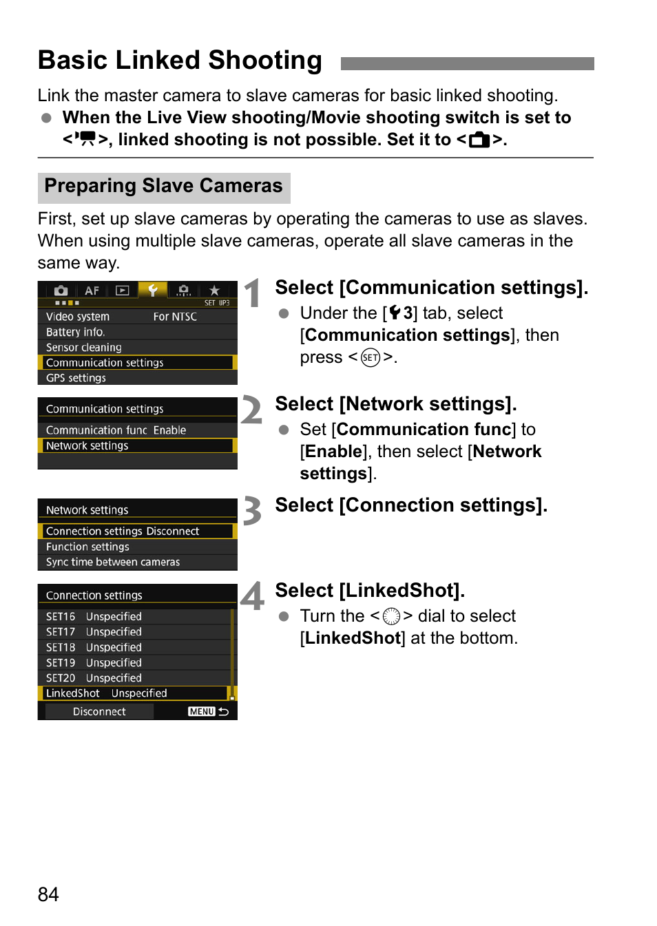 Basic linked shooting | Canon EOS 1D X Mark II User Manual | Page 84 / 152