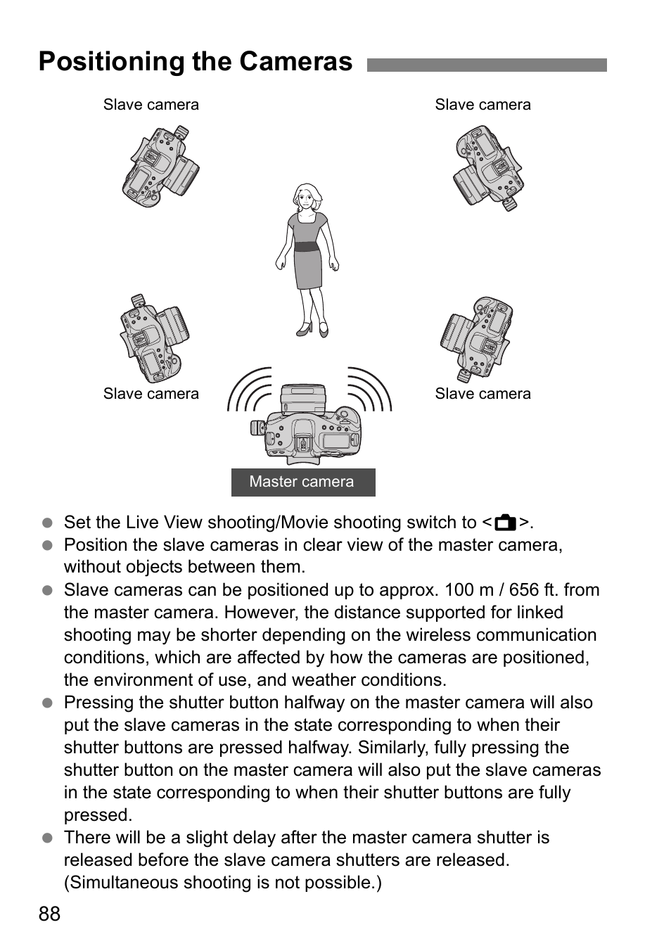 Positioning the cameras | Canon EOS 1D X Mark II User Manual | Page 88 / 152