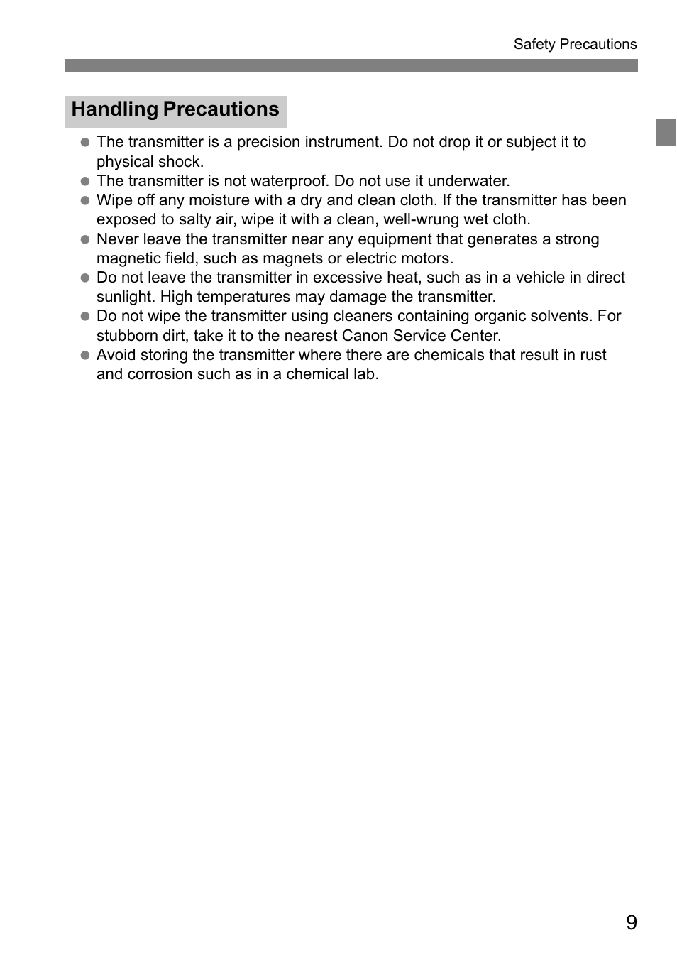 Handling precautions | Canon EOS 1D X Mark II User Manual | Page 9 / 152