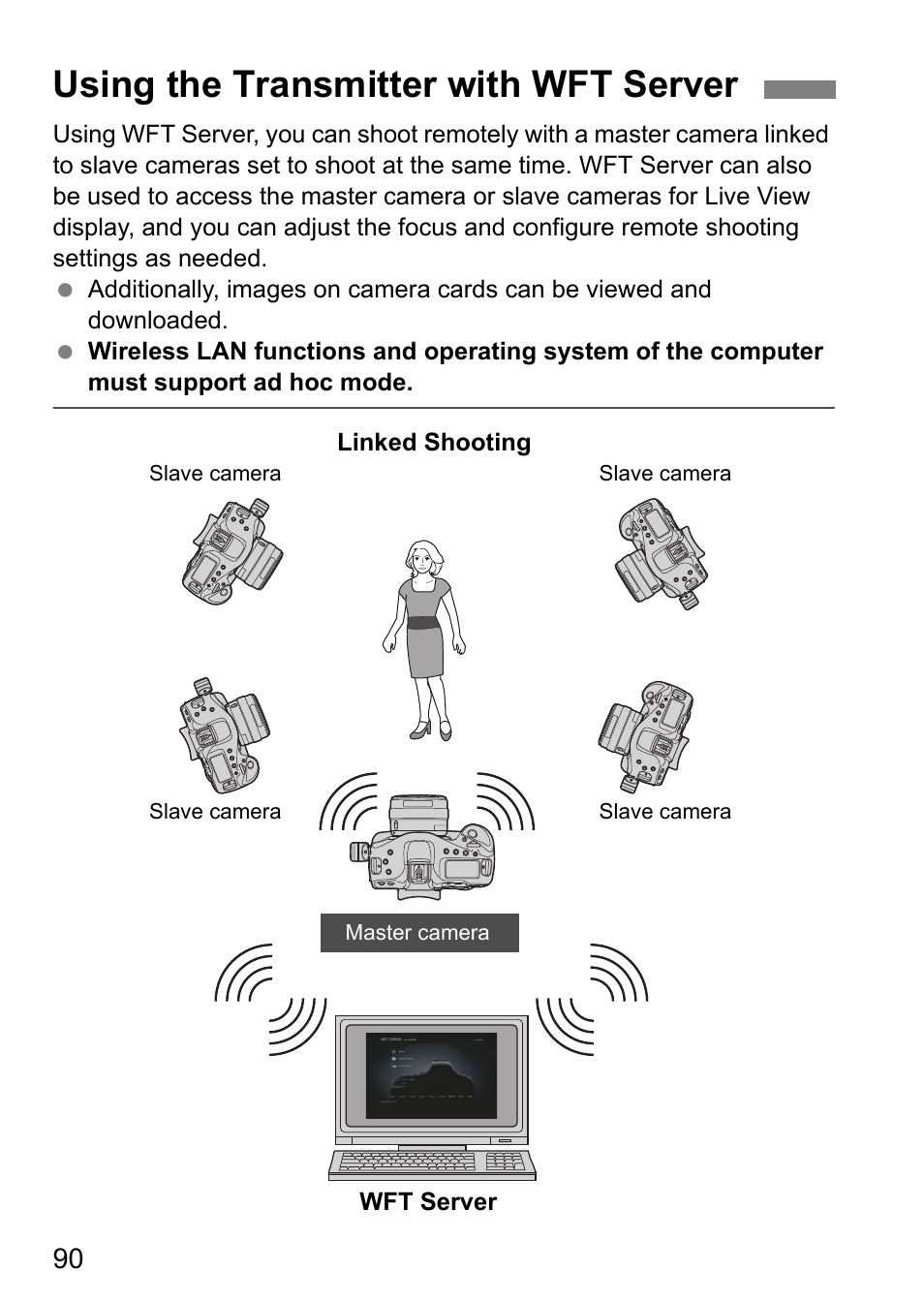 Using the transmitter with wft server | Canon EOS 1D X Mark II User Manual | Page 90 / 152