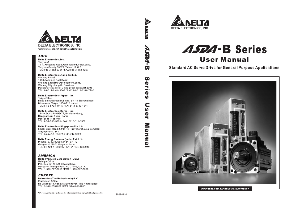 Delta Electronics ASDA-B Series User Manual | 321 pages