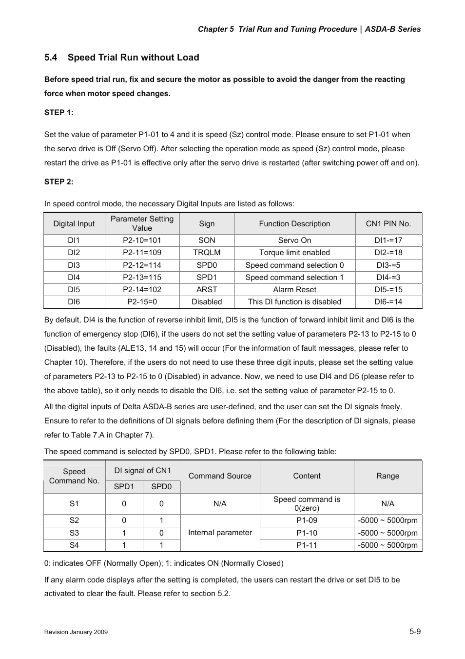 4 speed trial run without load, 4 speed trial run without load -9 | Delta Electronics ASDA-B Series User Manual | Page 102 / 321