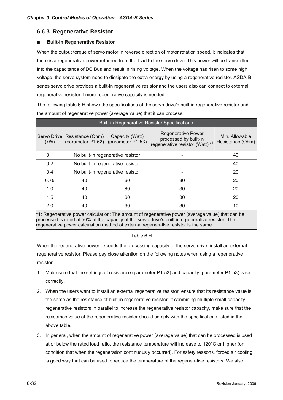 3 regenerative resistor, 3 regenerative resistor -32 | Delta Electronics ASDA-B Series User Manual | Page 147 / 321