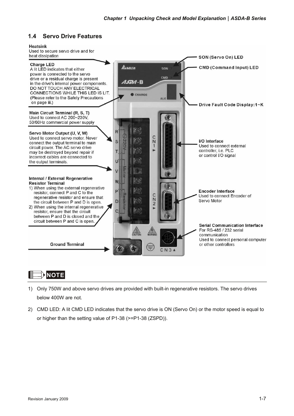4 servo drive features, 4 servo, Drive features -7 | Delta Electronics ASDA-B Series User Manual | Page 20 / 321