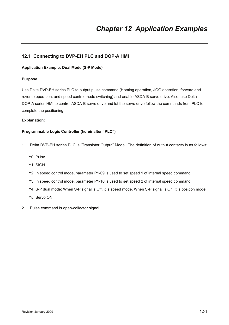 Chapter 12 application examples, 1 connecting to dvp-eh plc and dop-a hmi, Chapter 12 application examples -1 | 1 connecting to dvp-eh plc and dop-a hmi -1 | Delta Electronics ASDA-B Series User Manual | Page 290 / 321