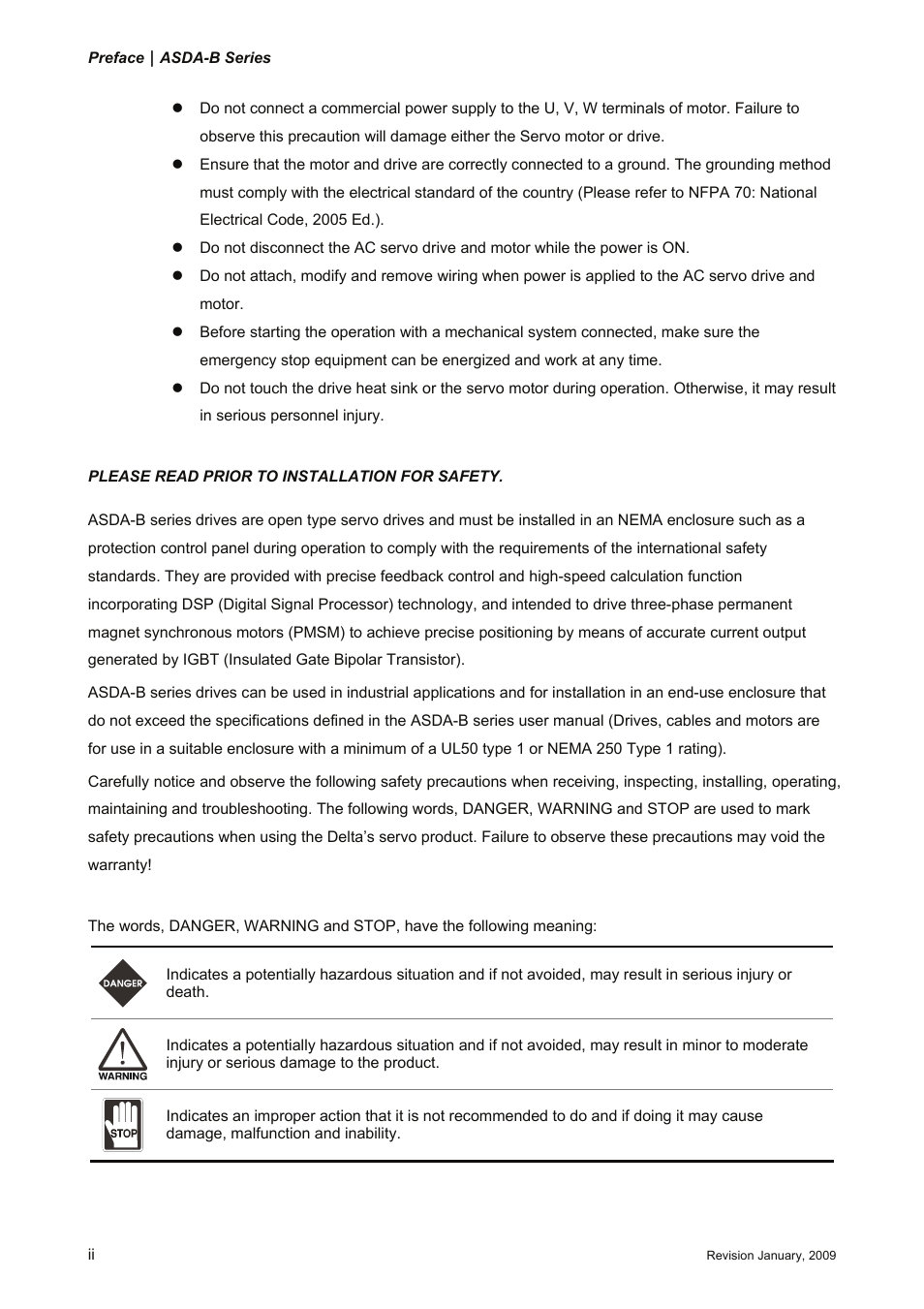 Safety precautions | Delta Electronics ASDA-B Series User Manual | Page 3 / 321
