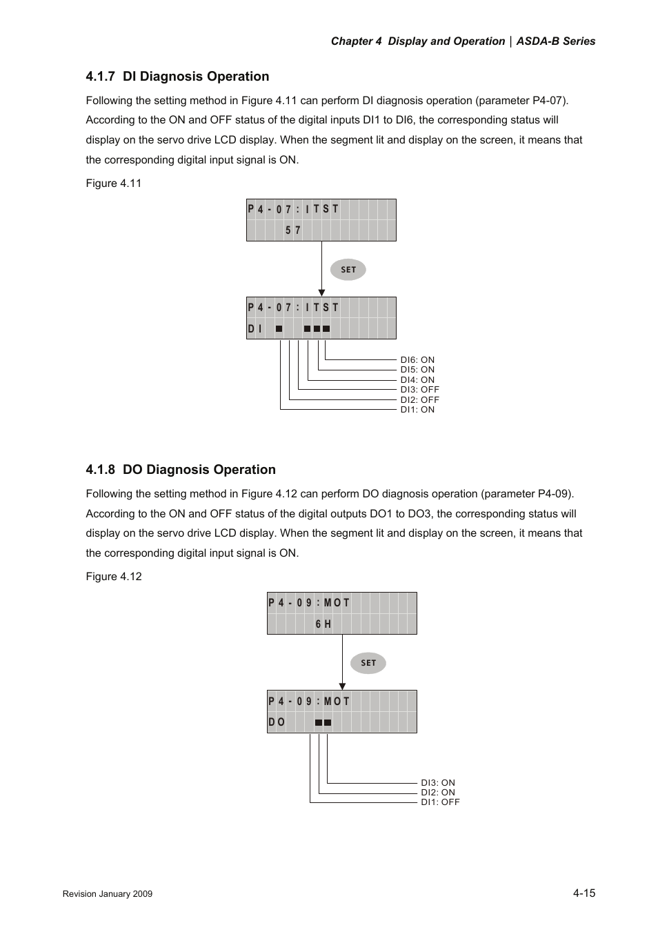 7 di diagnosis operation, 8 do diagnosis operation, 7 di | Diagnosis operation -15, 8 do | Delta Electronics ASDA-B Series User Manual | Page 70 / 321